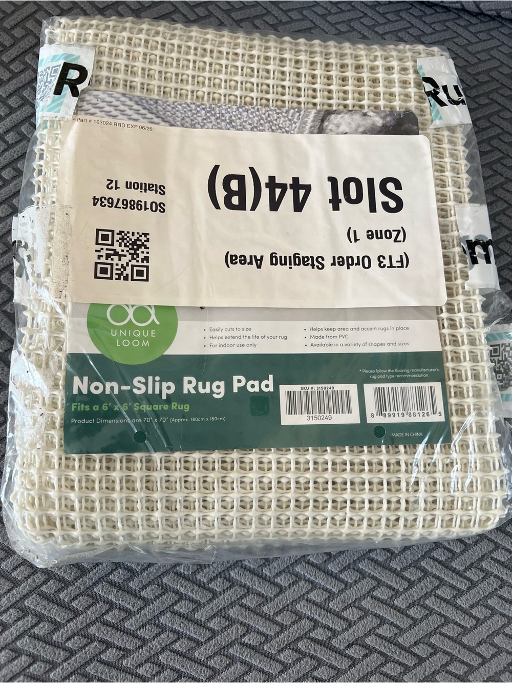New Non-Slip Rug Pad - White/Cream 6'x6'